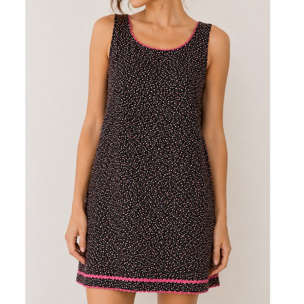 Vintage Clues Collections Floral Mini Dress Pink Black Cottagecore Size 10P